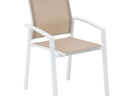 Silla de jardín apilable "Axiome" lino y blanco - 196856