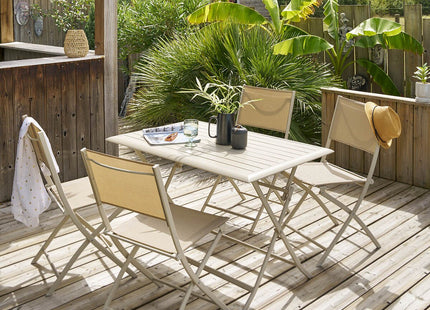 Mesa de jardín plegable cuadrada "Azua" arcilla 4 plazas en aluminio - 196858