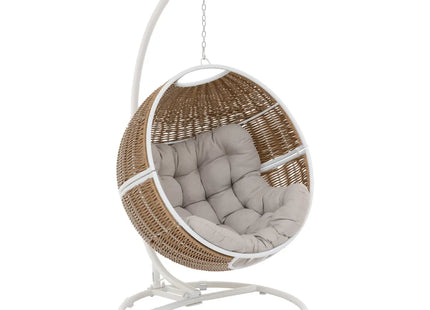 Silla huevo colgante "Orbiana" color topo en acero tratado epoxi + soporte -  196955