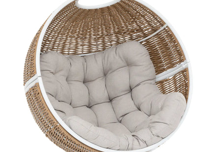 Silla huevo colgante "Orbiana" color topo en acero tratado epoxi + soporte -  196955