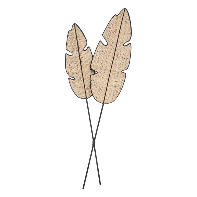 Deco de pared “Zora” de metal y caña 27x73cm - 197638