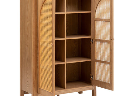 Armario de almacenamiento "Tiria" 2 Puertas de madera con aspecto de caña - 197711