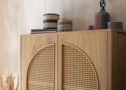 Armario de almacenamiento "Tiria" 2 Puertas de madera con aspecto de caña - 197711