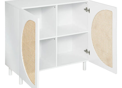 Aparador 2 puertas "Cabras" madera blanco y ratán 94x86cm - 197714