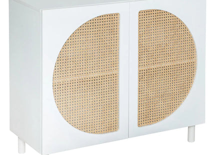 Aparador 2 puertas "Cabras" madera blanco y ratán 94x86cm - 197714