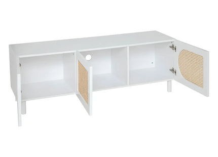 Meuble TV  "Cabras" madera blanco y ratán 140x50cm - 197715