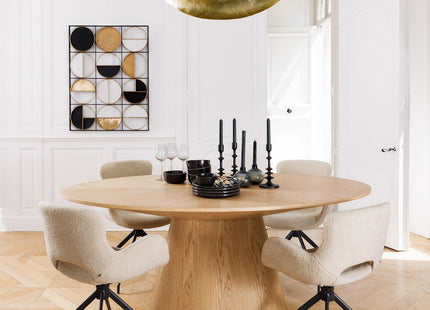 Mesa de comedor "Toula" ovalada de madera imitación de roble claro L183cm - 197772