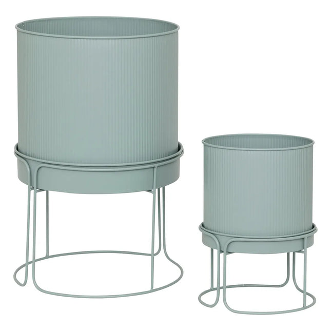 Maceta de metal "Aze" verde celadón MM - 198172A