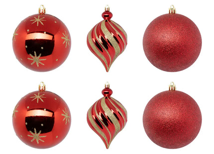 Bola navideña 10cm en rojo y dorado x6 - 198343