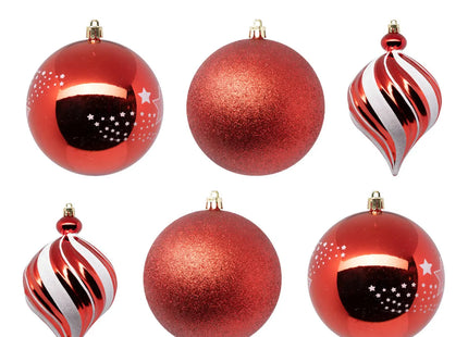 Bola navideña 10cm en rojo y blanco x6 - 198344