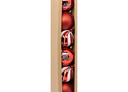 Bola navideña 10cm en rojo y blanco x6 - 198344