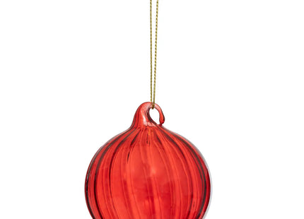 Bola navideña de vidrio estriado rojo 6cm - 198378
