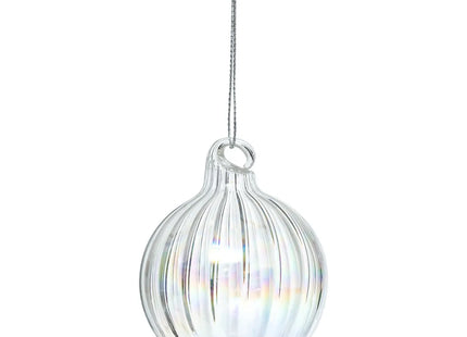 Bola navideña de vidrio estriado blanco 6cm - 198379