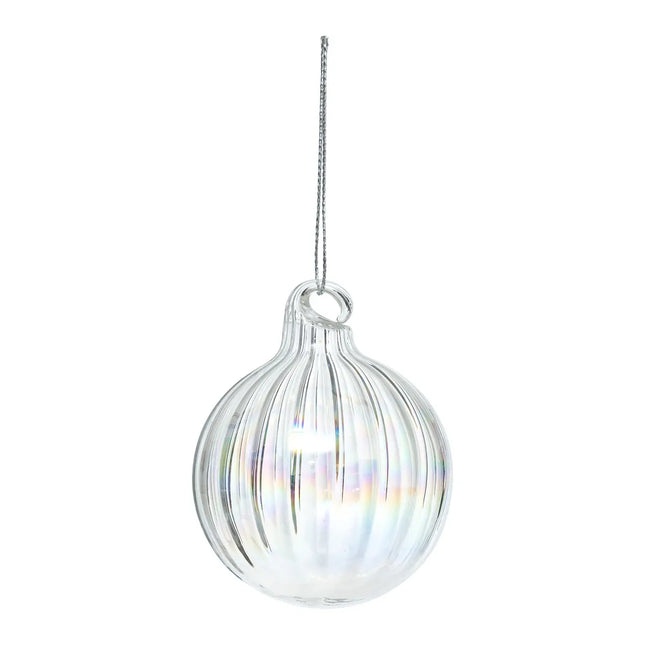 Bola navideña de vidrio estriado blanco 6cm - 198379