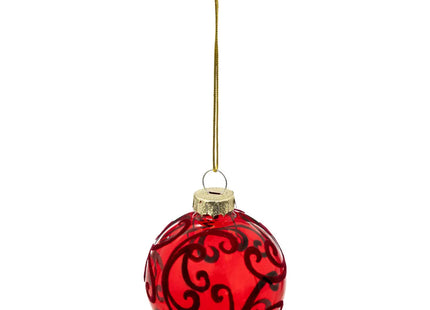 Bola navideña de vidrio terciopelo rojo 6cm - 198388