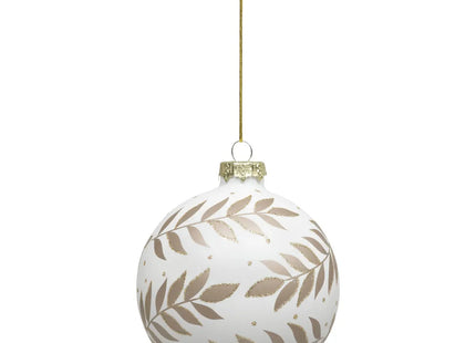 Bola navideña "Ramas" blanco y dorado de vidrio 10cm - 198407