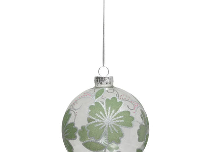 Bola navideña "Flor" verde de vidrio 9cm - 198422