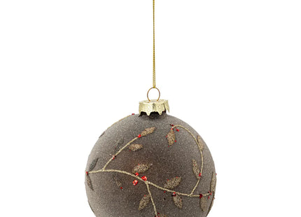 Bola navideña de vidrio D10cm dorado nevado - 198424