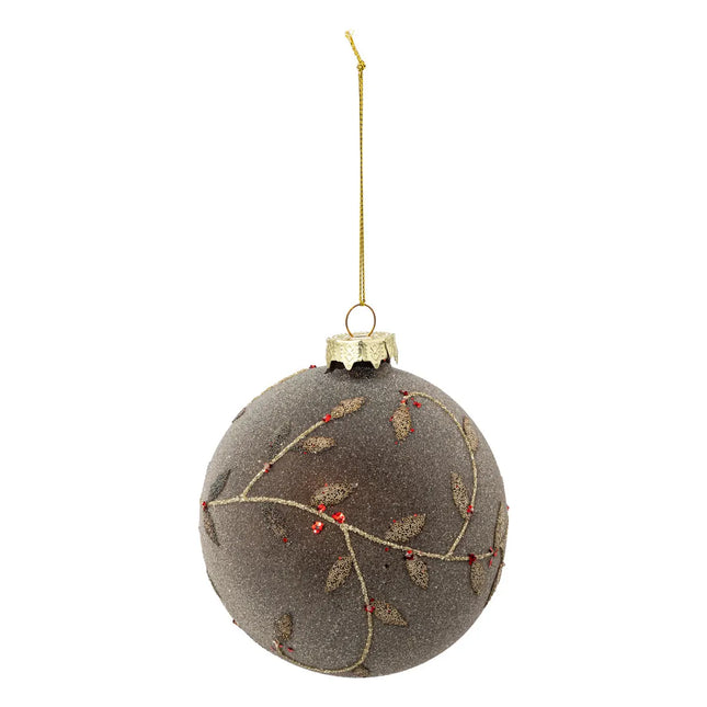 Bola navideña de vidrio D10cm dorado nevado - 198424