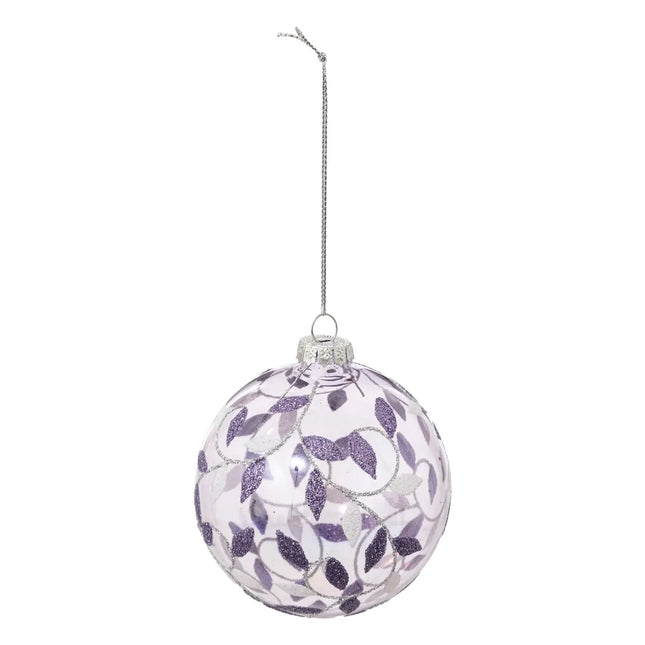 Bola navideña D8cm ramas lilas - 198425