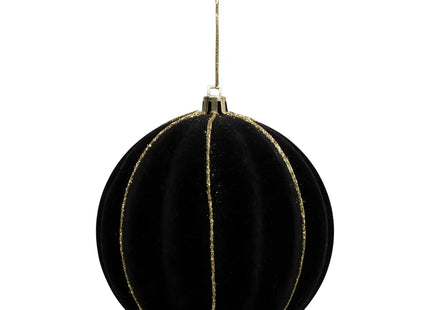 Bola navideña D10cm terciopelo negro y dorado - 198608
