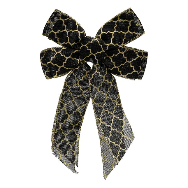 Lazo de yute negro y dorado 25x37cm - 198645