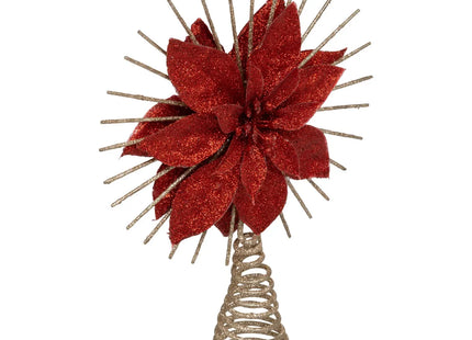 Deco navideña yelmo de metal "Poinsettia" 25cm - 198660