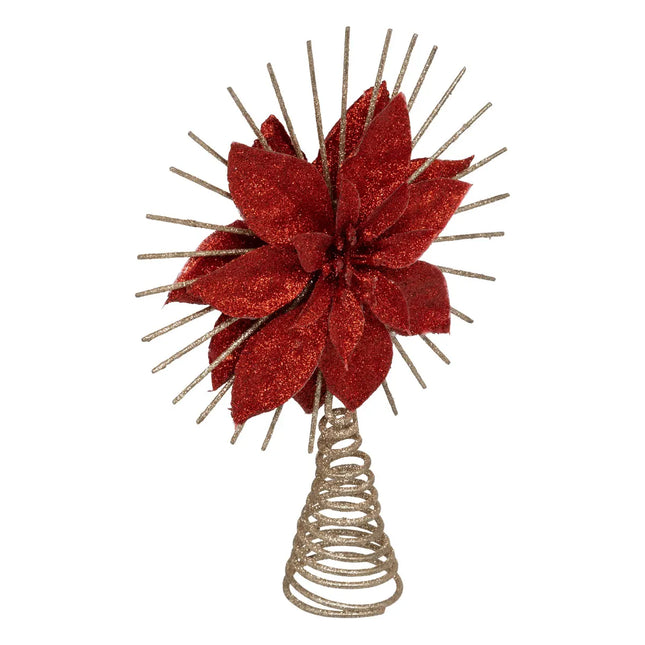 Deco navideña yelmo de metal "Poinsettia" 25cm - 198660