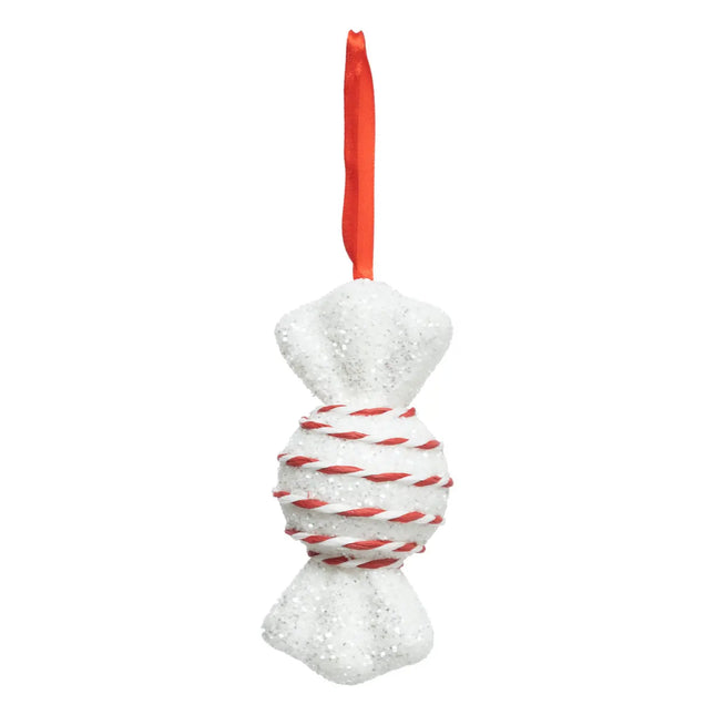 Deco navideña "Bombón" rojo y blanco 13cm - 198685
