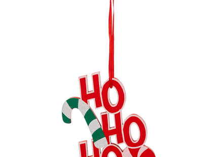 Deco navideña "Ho-Ho-Ho" de madera rojo 11cm - 198746