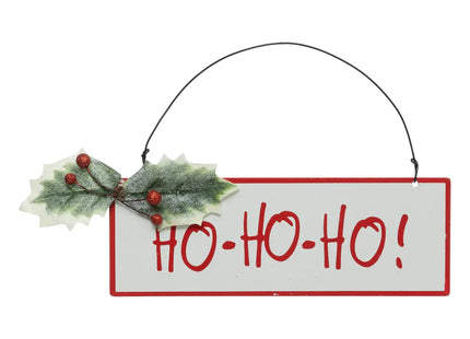 Deco navideña pancarta "Ho-Ho-Ho" de metal 23cm - 198790