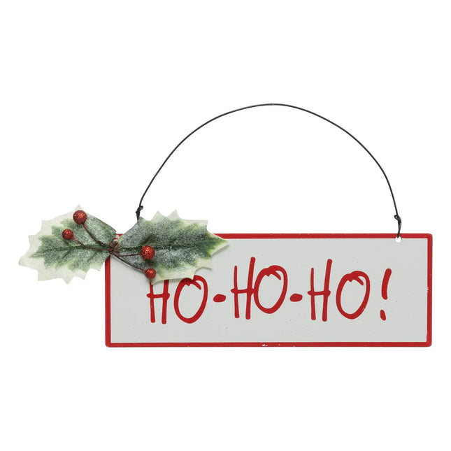 Deco navideña pancarta "Ho-Ho-Ho" de metal 23cm - 198790