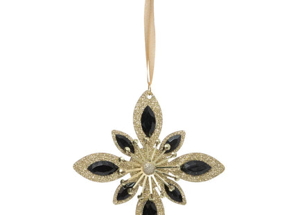 Deco navideña "Estrella" de madera en negro y dorado 12cm - 198966