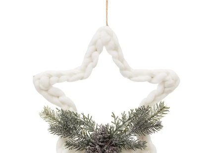 Decoración navideña Estrella blanca de lana con escarcha 30cm - 198998