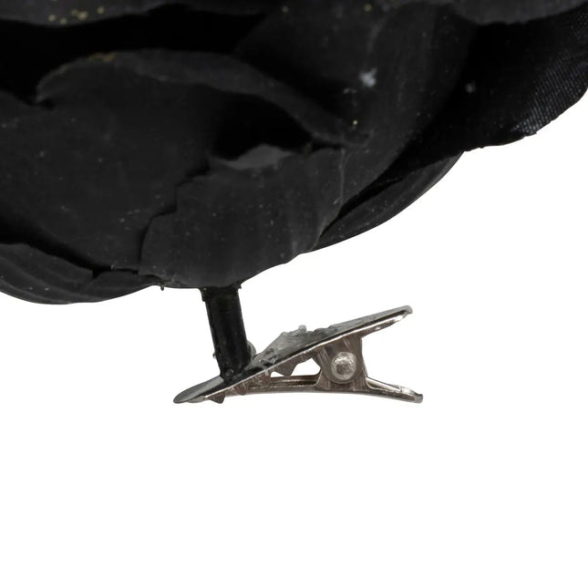 Deco navideña "Rosa" negra y purpurina 13cm - 199030