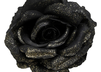 Deco navideña "Rosa" negra y purpurina 13cm - 199030