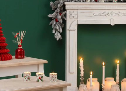 Set de 6 velas perfumadas de 40gr con tarro de cristal estampado de acebo - 199125