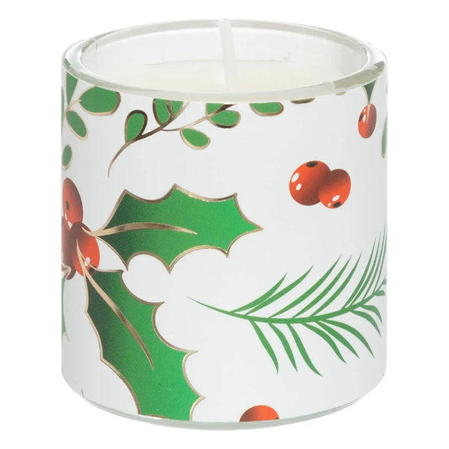 Set de 6 velas perfumadas de 40gr con tarro de cristal estampado de acebo - 199125