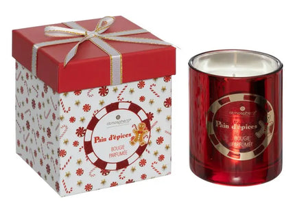 Vela perfumada de 210 g con tarro de cristal estampado con motivos de pan de jengibre - 199127