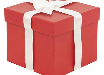 Caja de regalo de papel rojo y blanco M - 199174
