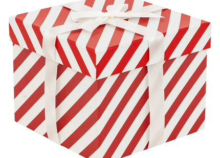 Caja de regalo de papel rojo y blanco L - 199174