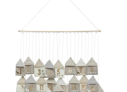 Calendario de adviento de pared color beige, 90 cm de largo - 199175
