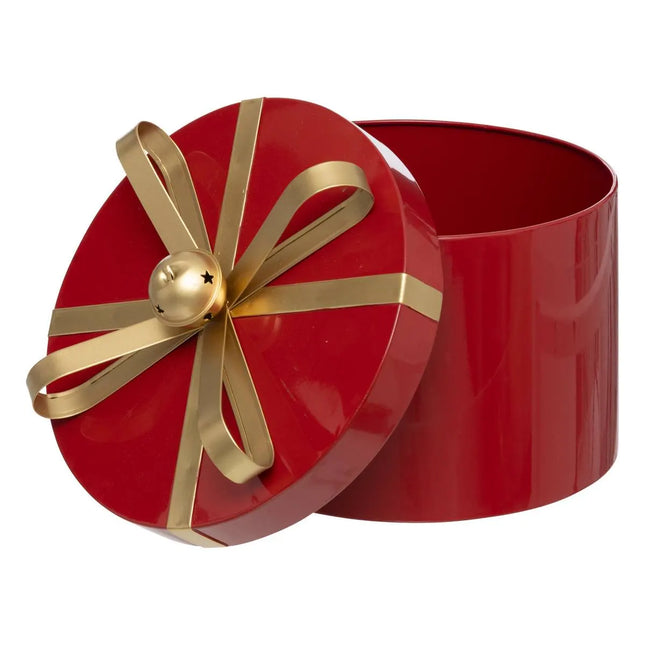 CAJA REDONDA DE METAL ROJO G  - 199203