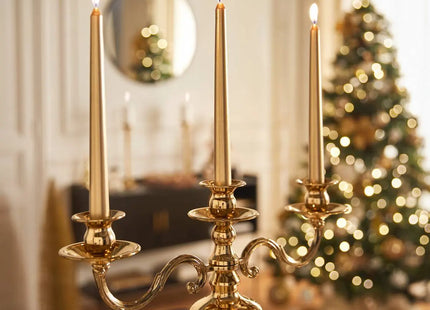 Juego de 4 velas de palo 192gr dorado satinado - 199237