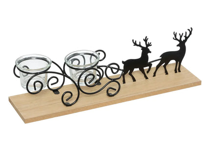 Candelero "Trineo" de metal y vidrio 45cm - 199274