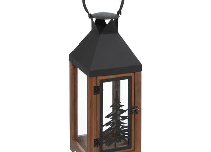 Linterna con diseño de "Árbol" de metal y madera M - 199275