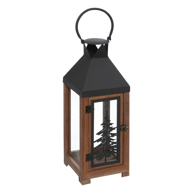 Linterna con diseño de "Árbol" de metal y madera M - 199275