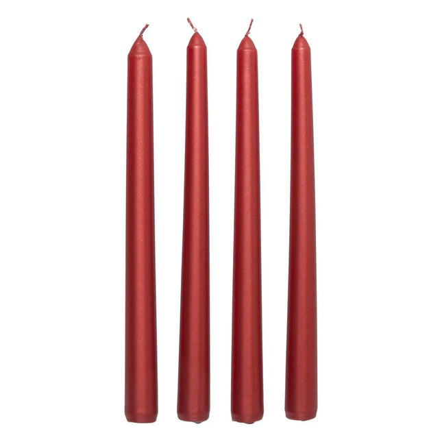 Juego de 4 velas de palo 192g rojo satinado - 199309