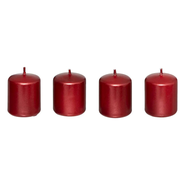 Juego de 4 velas votivas de satén rojo de 160gr - 199312