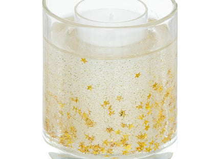 Vela gel en pote de vidrio con purpurina 8.8x10cm - 199317